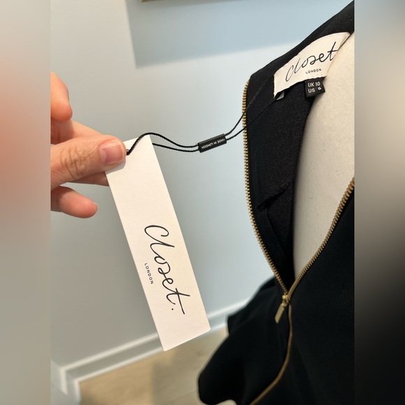 NEW Closet London Skater Dress in Black US size 6 missing belt - Picture 8 of 15